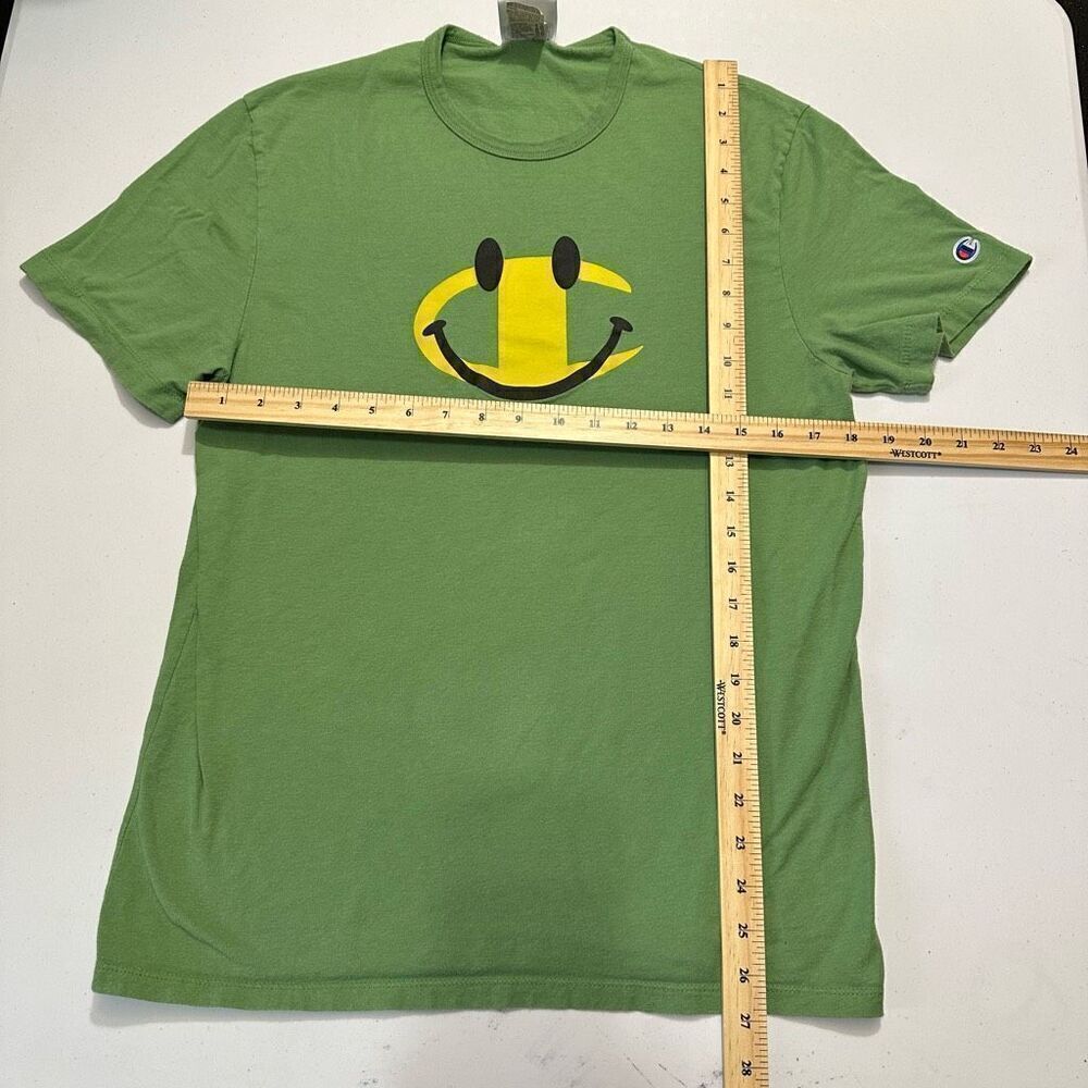 Champion Short Sleeve Green T-Shirt Happy Face | Men Size Medium - Picture 7 of 9